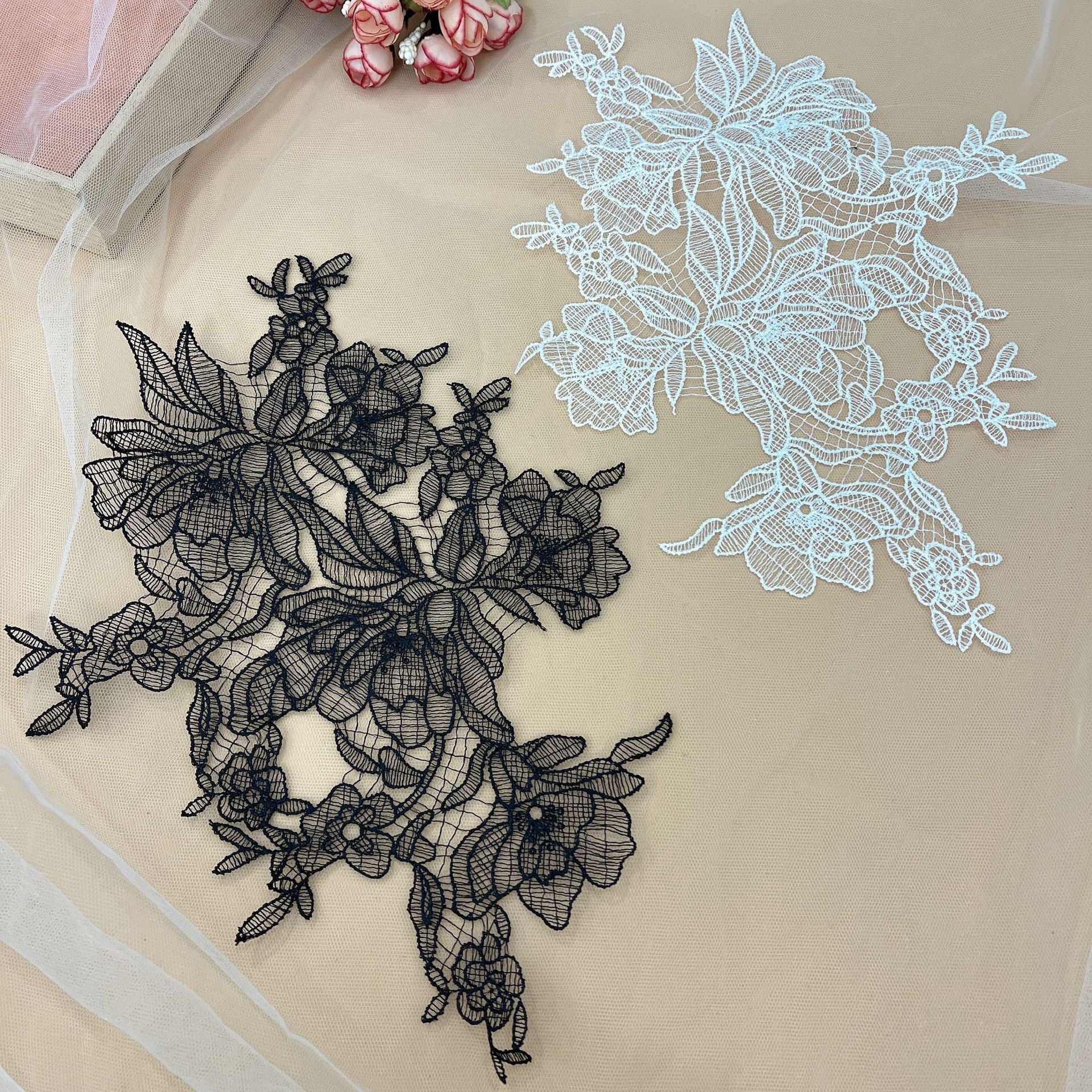 Fresh leaves day single fish silk thread hollow veil wedding dress lace, handmade DIY accessories R4
