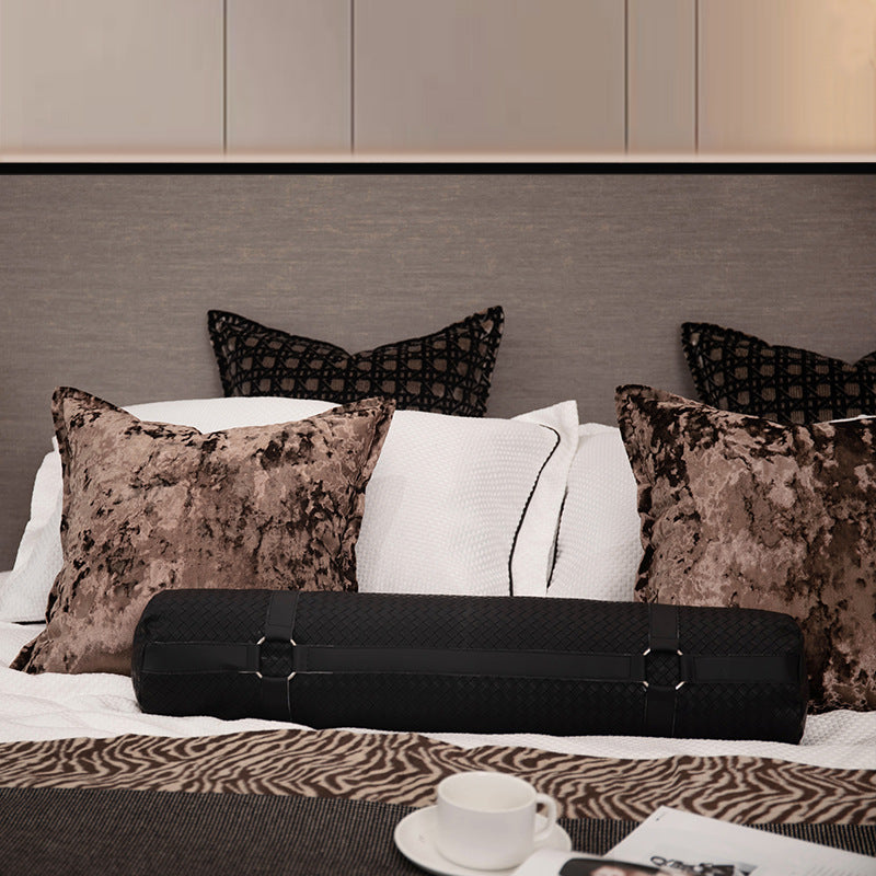 Black & Coffee Cut Velvet Cushion Cover - Modern Luxury Style
