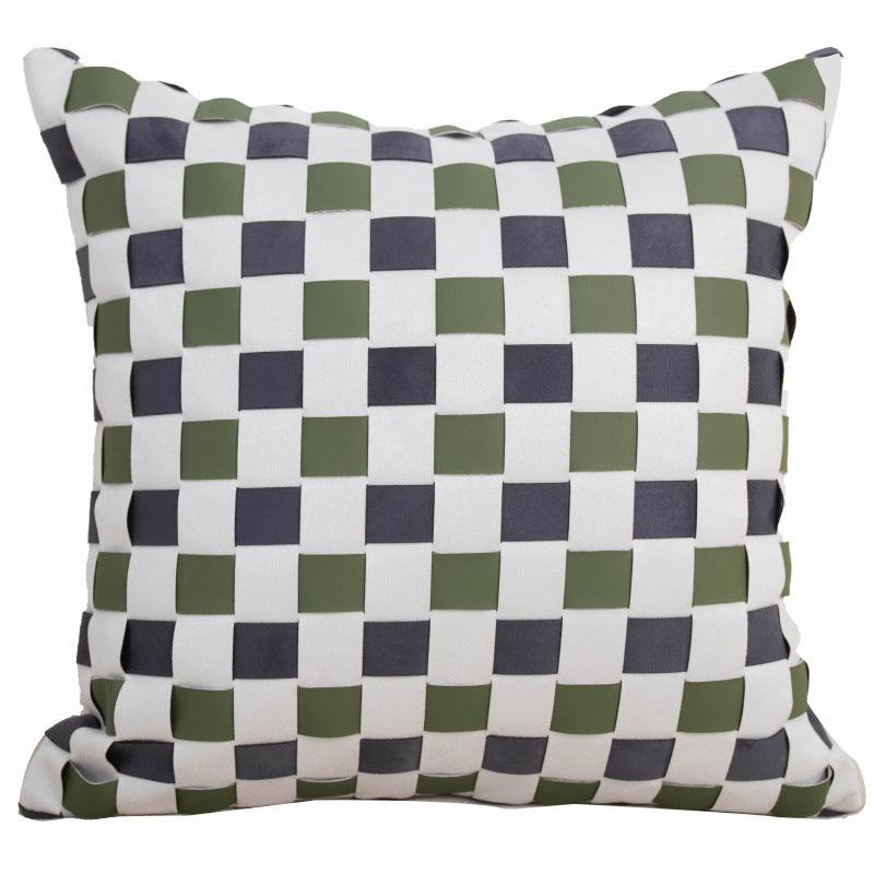 Panelled Green Cushion Cover - Modern Texture with Crafted Detail