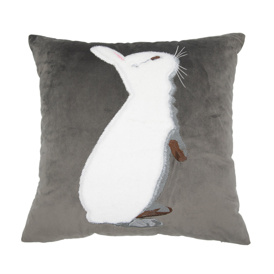 Bunny Embroidered Cushion Cover - Soft Nordic Charm for Home Interiors