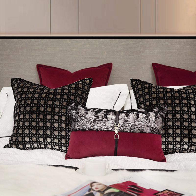 Black & Gold Cut Velvet Cushion Cover - Modern Luxury Style