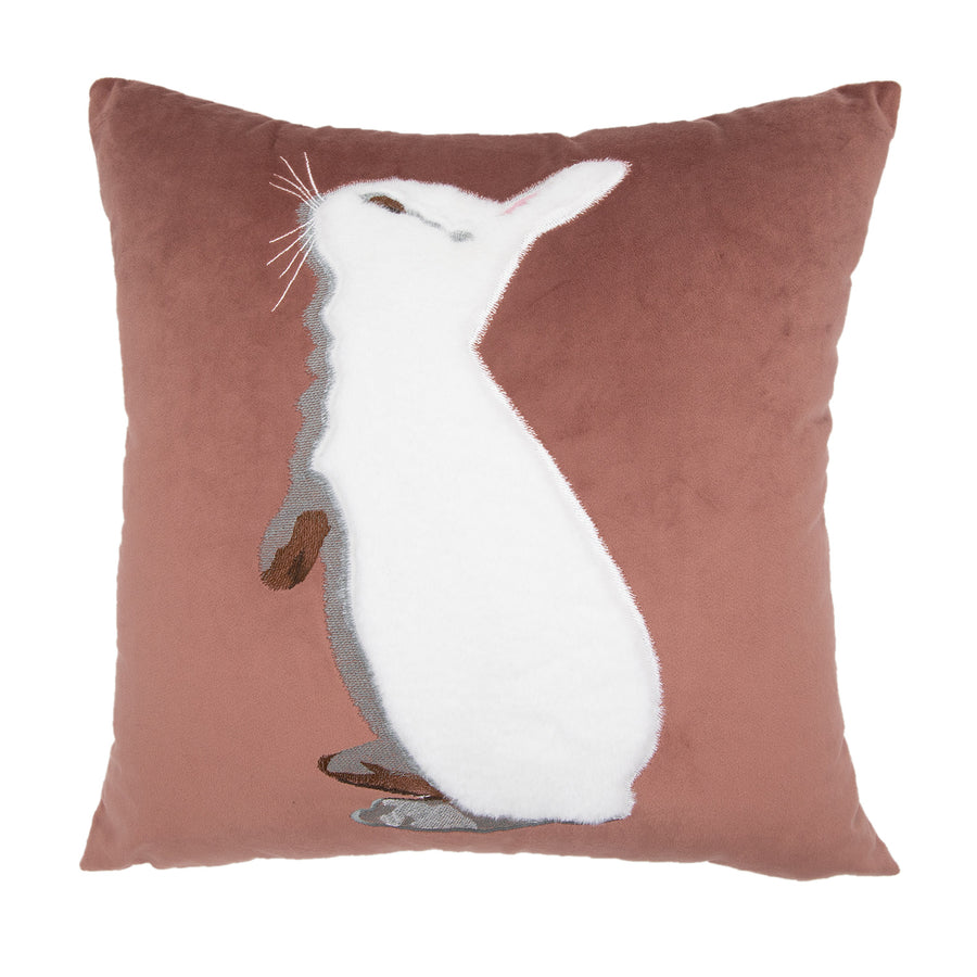 Bunny Embroidered Cushion Cover - Soft Nordic Charm for Home Interiors