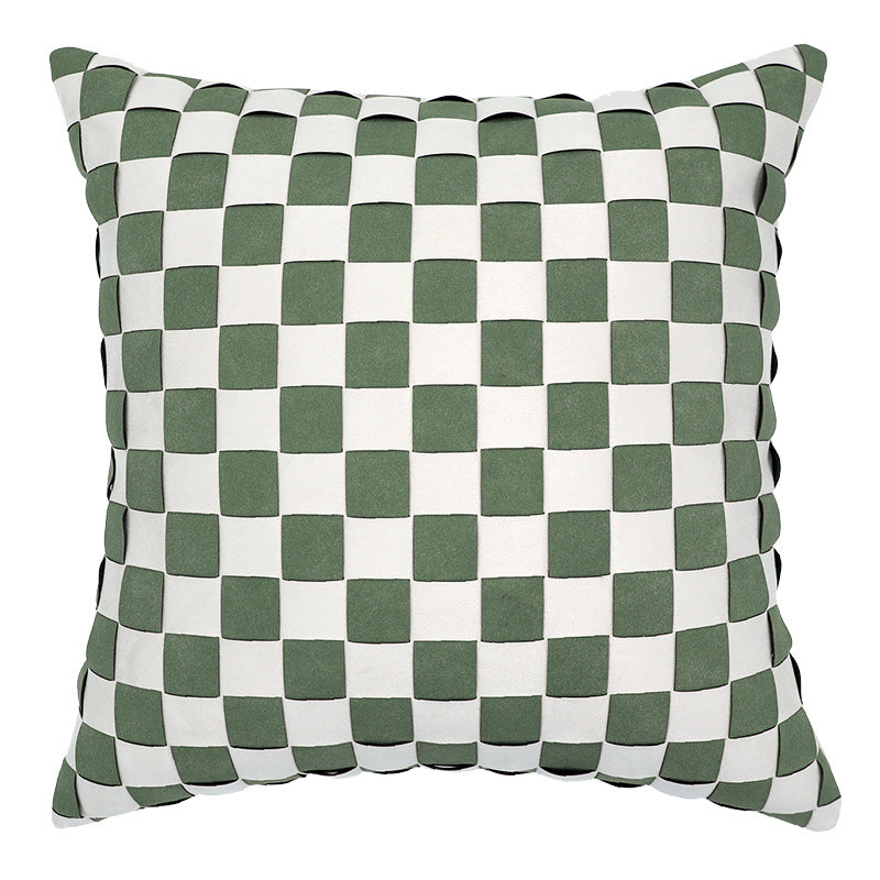 Panelled Green Cushion Cover - Modern Texture with Crafted Detail