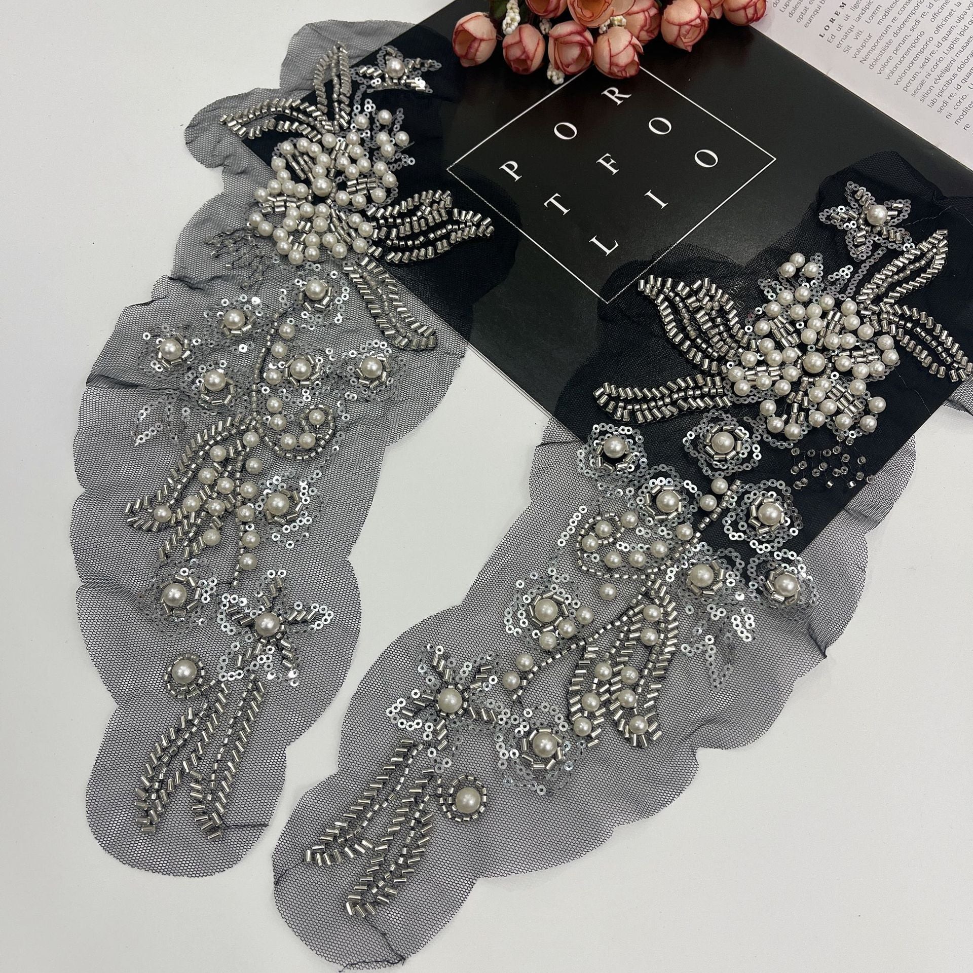 Heavy industry DIY sequined beads embroidery lace three-dimensional flower wedding dress dress head jewelry luggage decoration patch flower