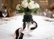 Noire Épure — Blush Structured Lace Set – Blush Satin, Black Textured & Grey Layered Ribbons with Floral Lace Applique for Wedding Decor, Dress Styling & Gift Wrapping