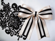 Vintage Lace & Satin Ribbon Set – Elegant Black Applique & Luxury Bow Making Kit for Weddings, Dresses & Gifts