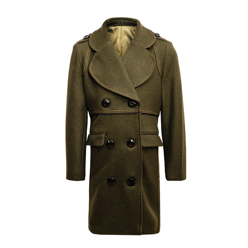 boys Winter Wool Coat 3-12Y long  Double Breasted Military Style Warm 2025 new