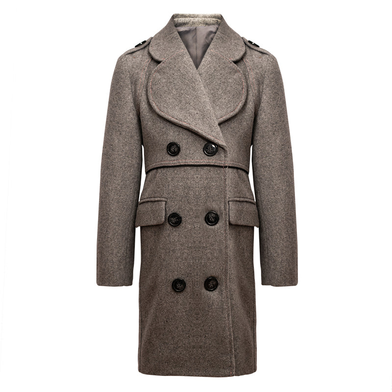 boys Winter Wool Coat 3-12Y long  Double Breasted Military Style Warm 2025 new