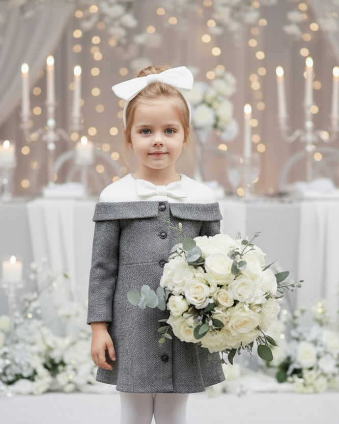 Vintage Wool Coat Dress for Girls (4–7 Years) | Elegant Flower Girl & Winter Occasion Dress